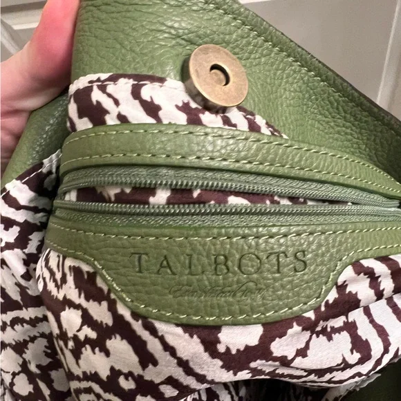 Talbots green pebbled leather purse handbag bag classic - Picture 6 of 8